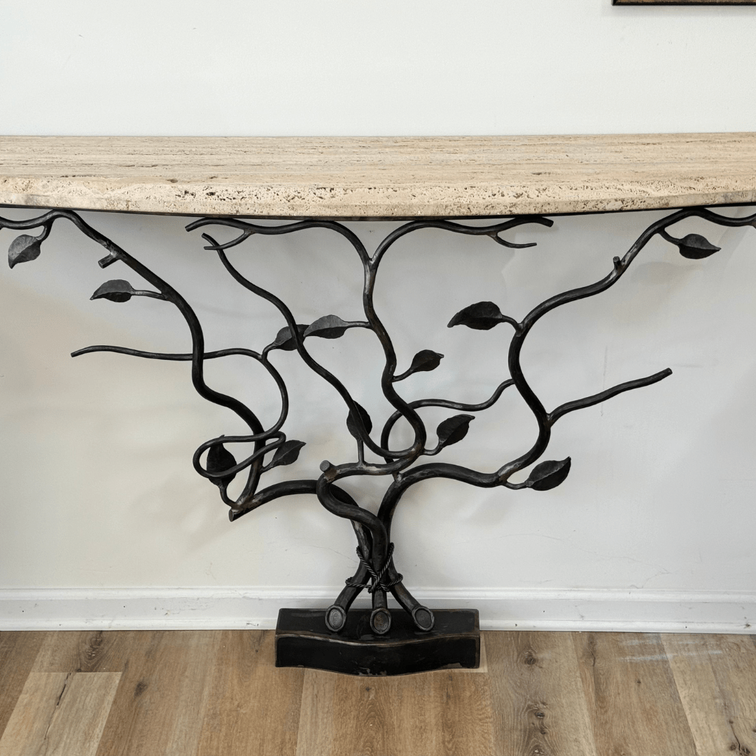 William Switzer French Art Nouveau Style Iron Console Table - Helen Storey Antiques