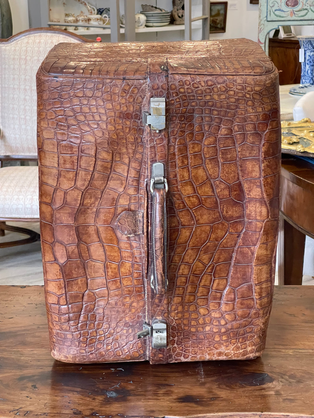 Large 19th Century Crocodile Travel Case