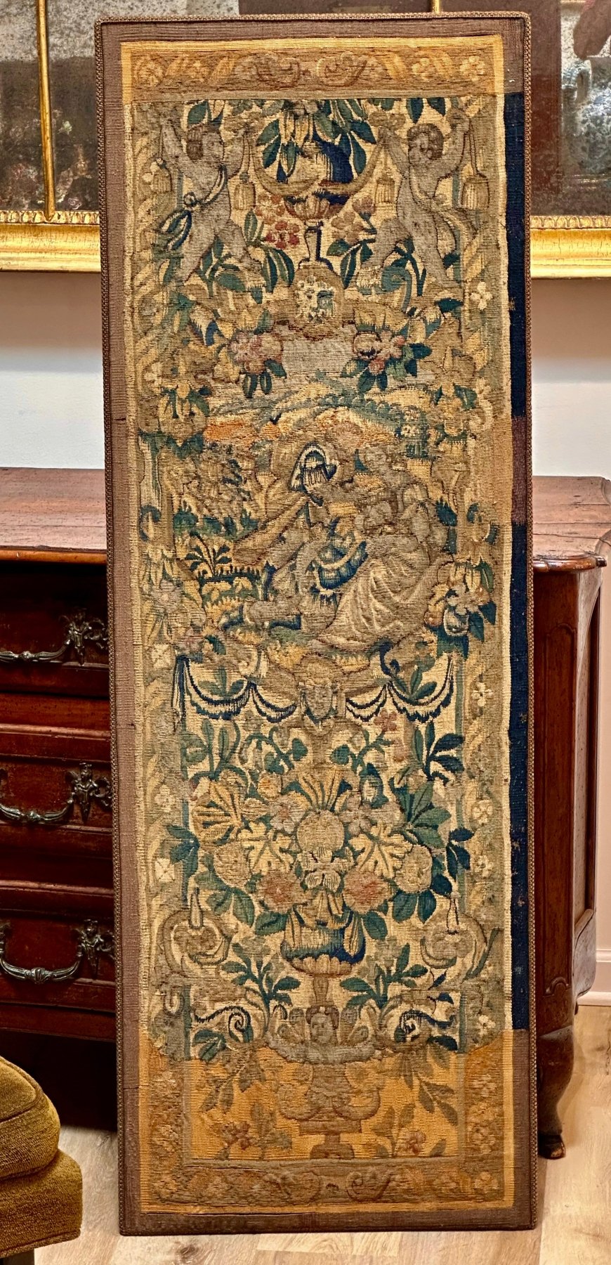 17th Century Flemish Tapestry Panel, mounted - Helen Storey Antiques