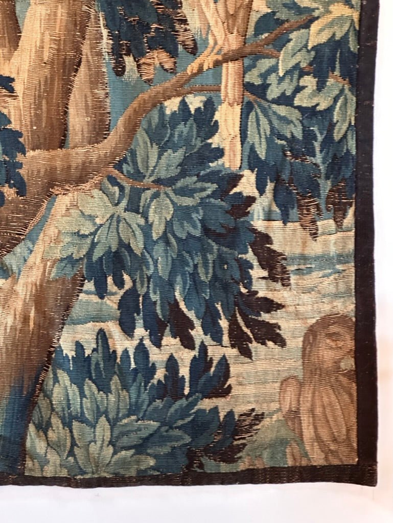 17th Century Flemish Verdure Tapestry Fragment - Helen Storey Antiques