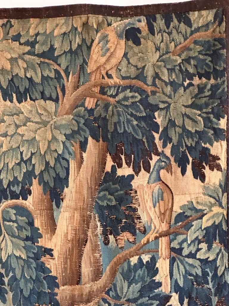 17th Century Flemish Verdure Tapestry Fragment - Helen Storey Antiques