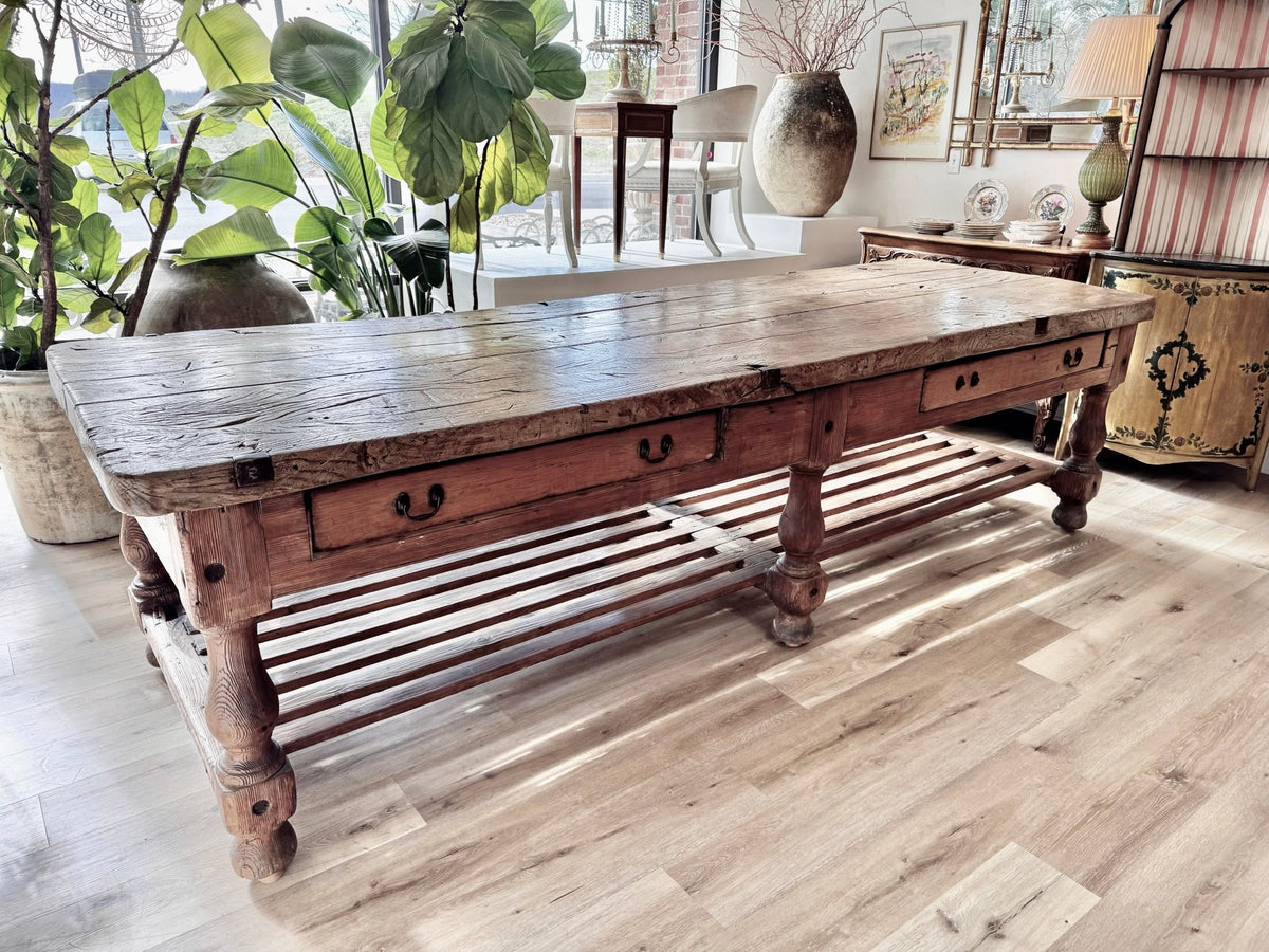 Exceptional Large 18th - 19th Century English Work Dining Table - Helen Storey Antiques