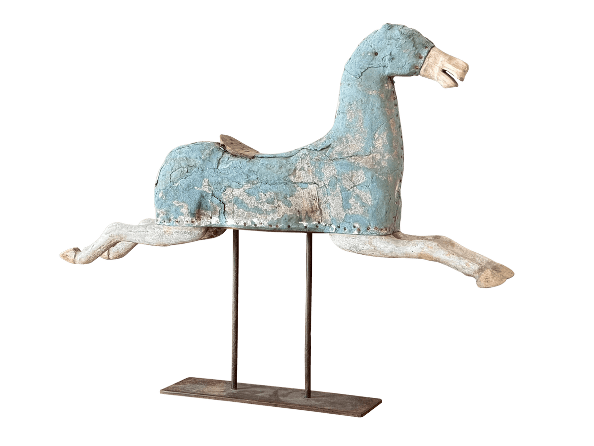 French 19th Century Carved Horse on Stand - Helen Storey Antiques