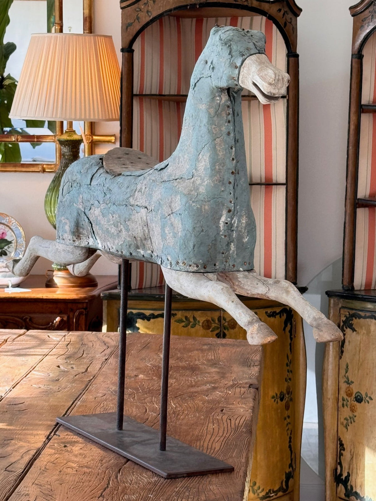 French 19th Century Carved Horse on Stand - Helen Storey Antiques