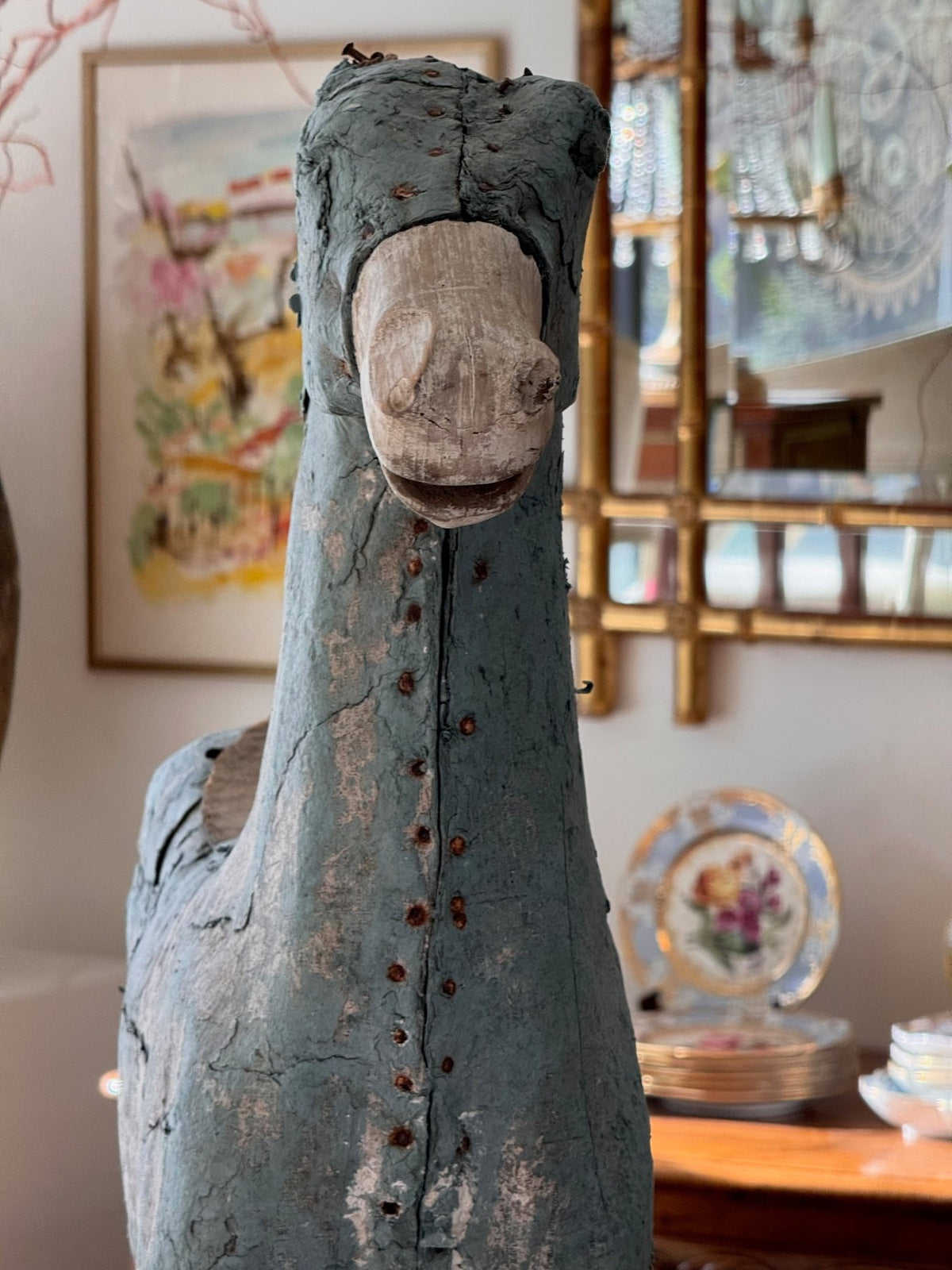 French 19th Century Carved Horse on Stand - Helen Storey Antiques