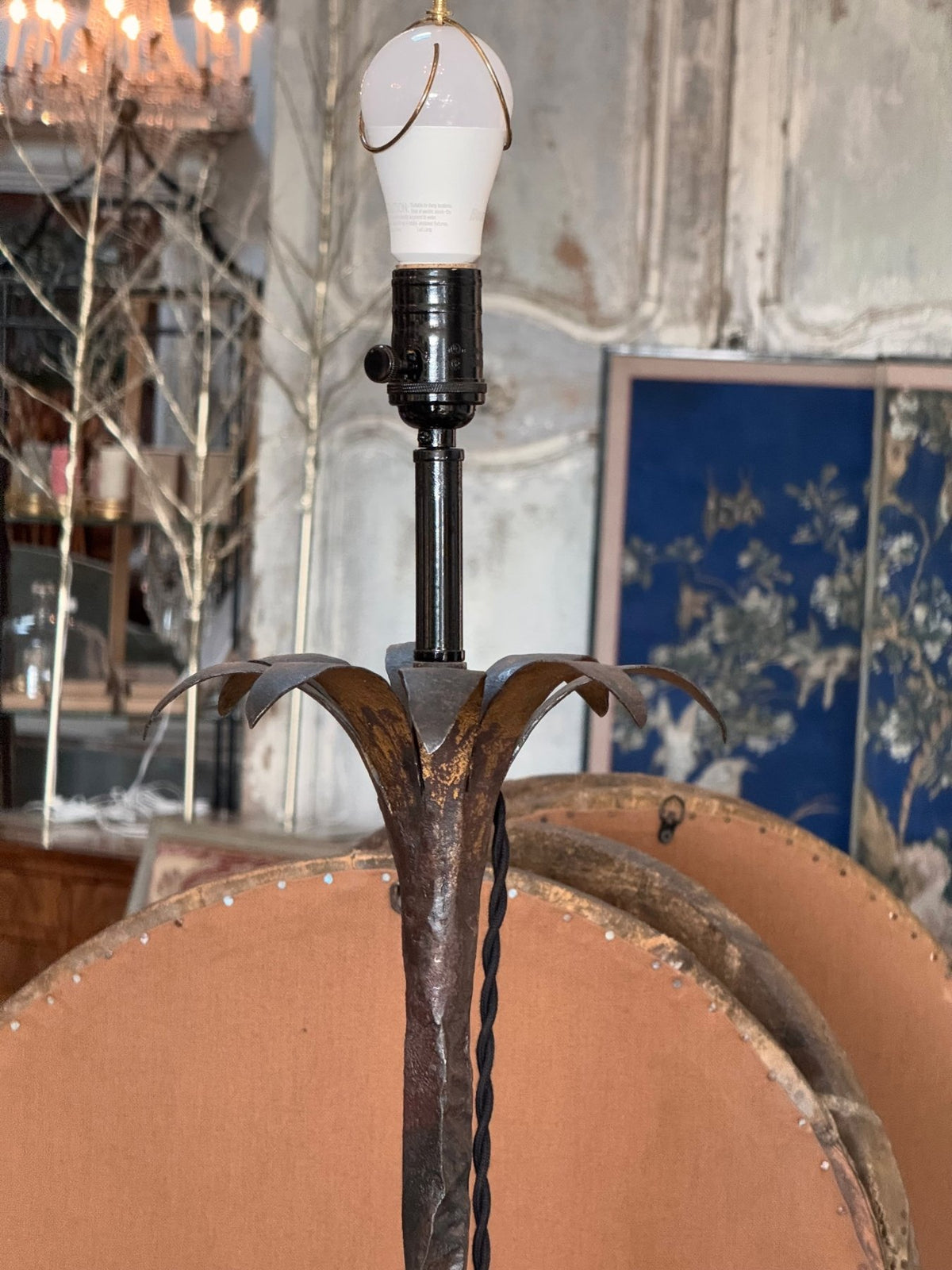 Mid - Century French Iron Floor Lamp - Helen Storey Antiques