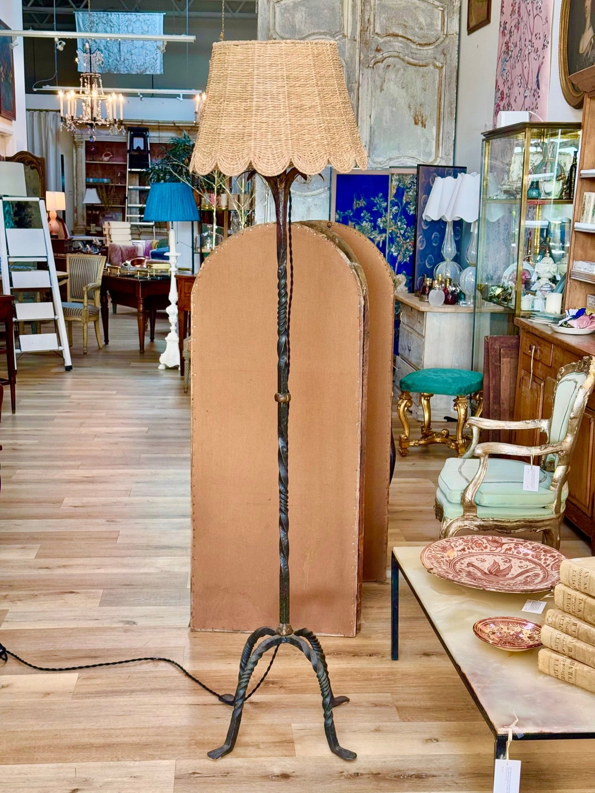 Mid - Century French Iron Floor Lamp - Helen Storey Antiques