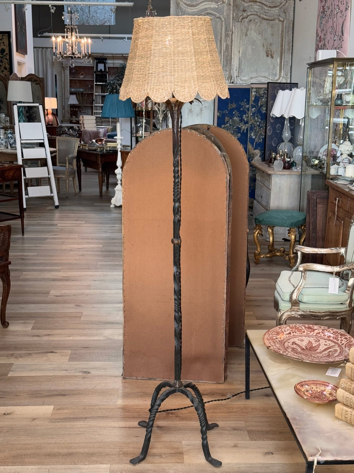 Mid - Century French Iron Floor Lamp - Helen Storey Antiques