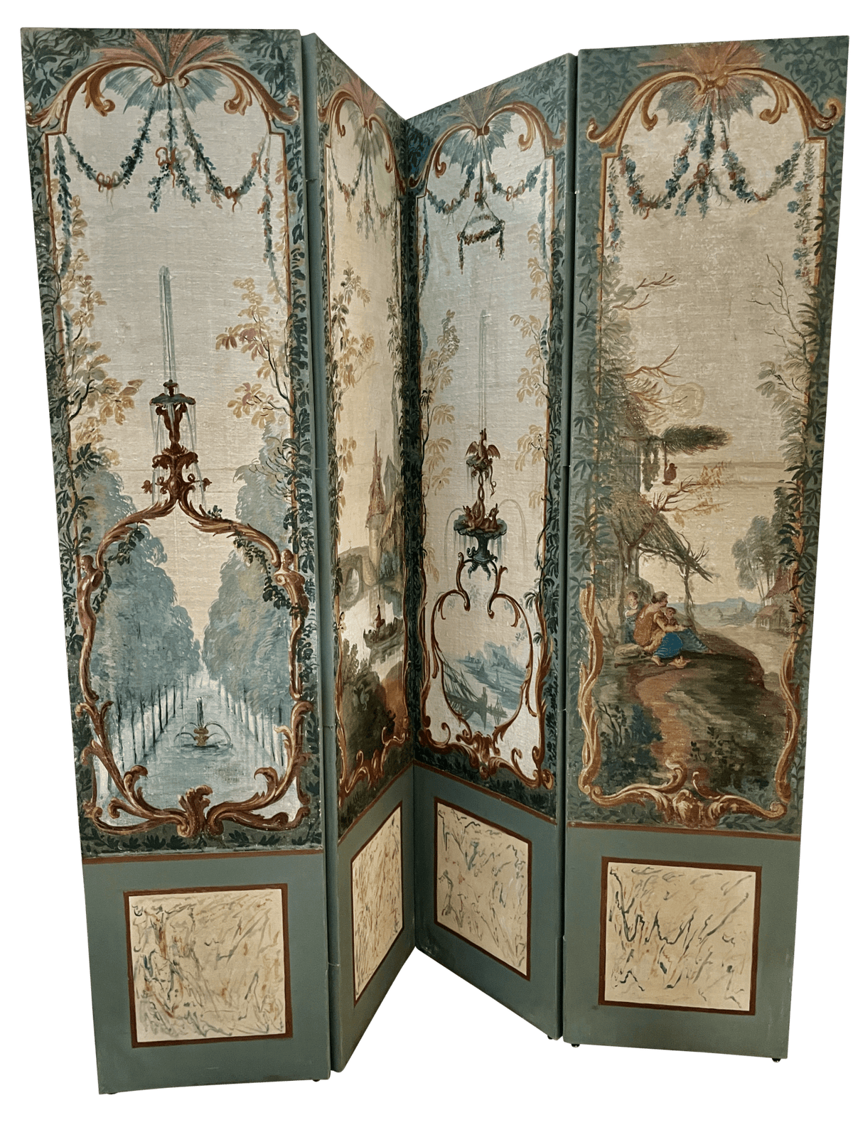 Pair of 18th Century French four - panel floor screens - Helen Storey Antiques